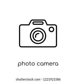 photo camera icon. Trendy modern flat linear vector photo camera icon on white background from thin line Electronic devices collection, outline vector illustration