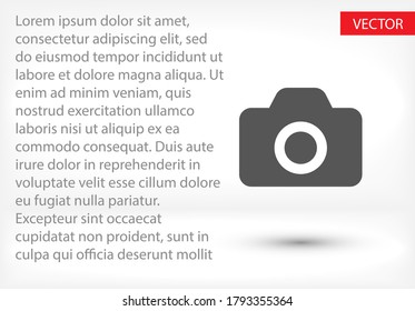 photo camera icon. Vector  Eps 10 . Lorem Ipsum Flat Design equipment  digital
