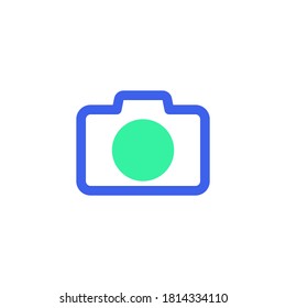 Photo camera icon vector, filled flat sign, bicolor pictogram, UI camera green and blue colors. Symbol, logo illustration