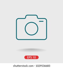 Photo camera icon vector illustration. Linear symbol with thin outline. The thickness is edited. Minimalist style.