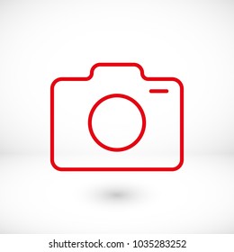Photo camera icon vector illustration. Linear symbol with thin outline. The thickness is edited. Minimalist style.