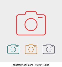 Photo camera icon vector illustration. Linear symbol with thin outline. The thickness is edited. Minimalist style.