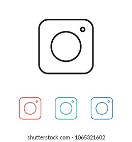 Photo camera icon vector illustration. Linear symbol with thin outline. The thickness is edited. Minimalist style.