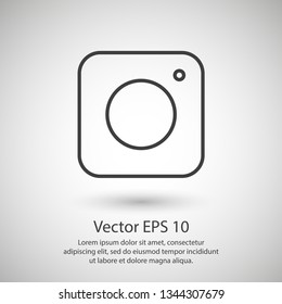 Photo camera icon vector illustration. Linear symbol with thin outline. The thickness is edited. Minimalist style.