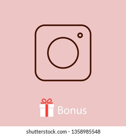 Photo camera icon vector illustration. Linear symbol with thin outline. The thickness is edited. Minimalist style.
