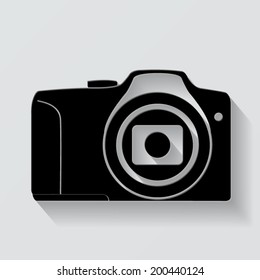 photo camera icon - vector illustration with shadow on light background