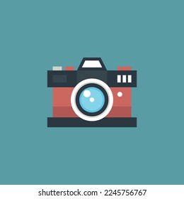 Ilustración vectorial de icono de cámara fotográfica.