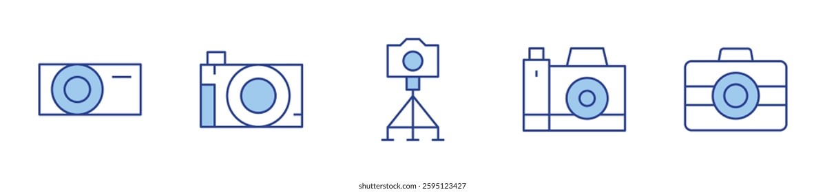 photo camera, camera. Camera Icon vector illustration. Line Duotone style. Editable stroke.