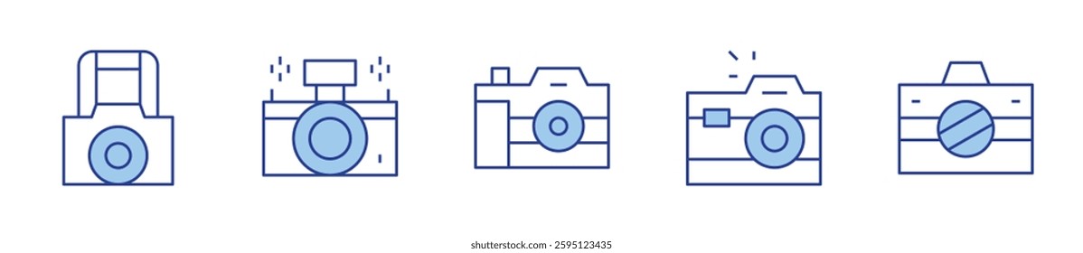 photo camera, camera. Camera Icon vector illustration. Line Duotone style. Editable stroke.