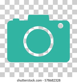 Photo Camera icon. Vector illustration style is flat iconic symbol, cyan color, transparent background. Designed for web and software interfaces.