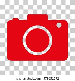 Photo Camera icon. Vector illustration style is flat iconic symbol, red color, transparent background. Designed for web and software interfaces.