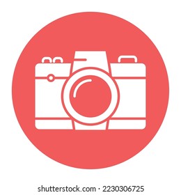 photo camera icon vector image with red background