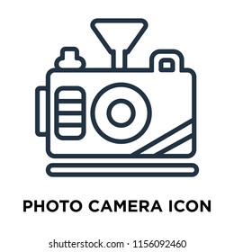 Photo camera icon vector isolated on white background, Photo camera transparent sign , thin symbols or lined elements in outline style