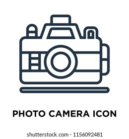 Photo camera icon vector isolated on white background, Photo camera transparent sign , thin symbols or lined elements in outline style