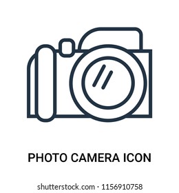 Photo camera icon vector isolated on white background, Photo camera transparent sign , outline linear symbol or thin lined pictogram