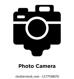 Photo Camera icon vector isolated on white background, logo concept of Photo Camera sign on transparent background, filled black symbol