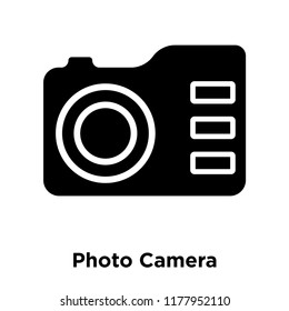 Photo Camera icon vector isolated on white background, logo concept of Photo Camera sign on transparent background, filled black symbol