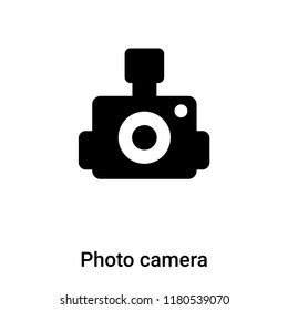 Photo camera icon vector isolated on white background, logo concept of Photo camera sign on transparent background, filled black symbol