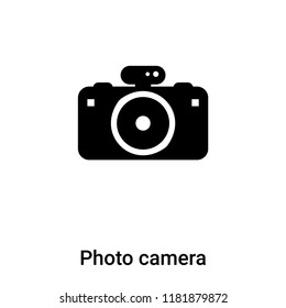 Photo camera icon vector isolated on white background, logo concept of Photo camera sign on transparent background, filled black symbol