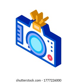 Photo Camera Icon Vector. Isometric Photo Camera Sign. Color Isolated Symbol Illustration