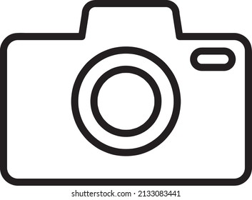Icono de cámara fotográfica línea vectorial en fondo blanco..eps