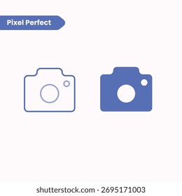 Icono de cámara fotográfica. Vector de cámara minimalista. Icono de cámara perfecta de píxeles