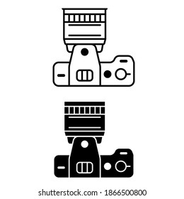 
Vektorset für Fotokamera-Icon. Fotografie Studio Illustration Zeichensammlung. Filmsymbol.