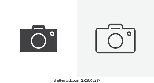 Photo Camera icon vector icon set in black and white color.