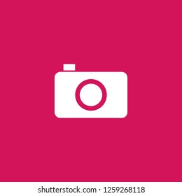 photo camera icon vector. photo camera sign on pink background. photo camera icon for web and app