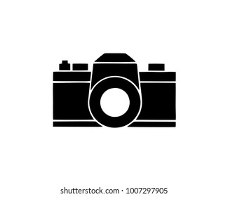Photo camera icon vector. Silhouette camera on white background