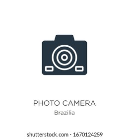 Photo camera icon vector. Trendy flat photo camera icon from brazilia collection isolated on white background. Vector illustration can be used for web and mobile graphic design, logo, eps10