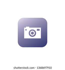 Photo camera icon with violet background 