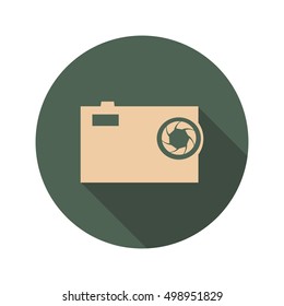 Photo camera icon. Web Icon in Flat Design with Long Shadows