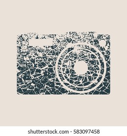 Photo camera icon. Web Icon. Sketch style illustration. Grunge style vector illustration