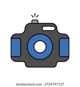 Foto-Kamera-Symbol mit weißem Hintergrund, Vektorgrafik
