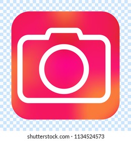 Photo camera icon, white icon on colored gradient background, vector illustration