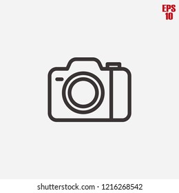 Photo camera icon-camera, capture, shoot vector line icon, simple linear pictogram