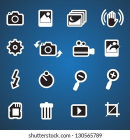 photo and camera icons blue background
