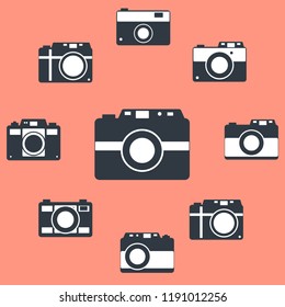 Photo camera icons set in flat style. Flat design vector. Set