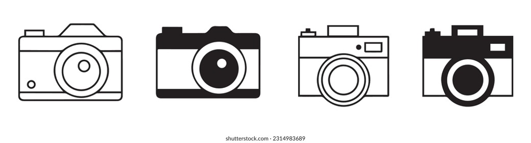 Photo camera icons set. Camera in flat style for photography isolated on white background. Vector illustration.EPS 10