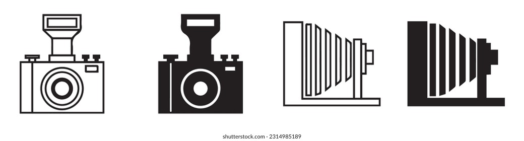 Photo camera icons set. Camera in flat style for photography isolated on white background. Vector illustration.EPS 10
