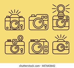  Photo camera icons set. Flat design vector.