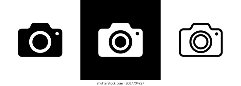 Photo camera icons set. Photography symbol. Photographing sign. Isolated vector illustration on white background.