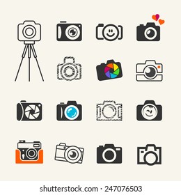 Photo camera icons set for web and info-graphics