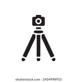 photo camera icons with tripod in white background