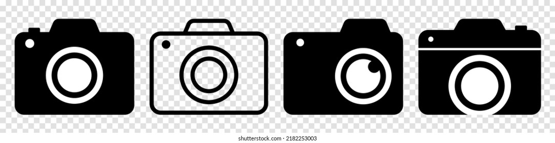 Photo camera icons. Vector illustration isolated on transparent background