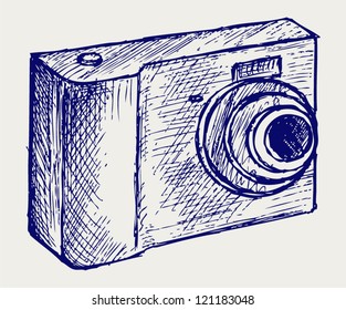 Photo camera illustration. Doodle style