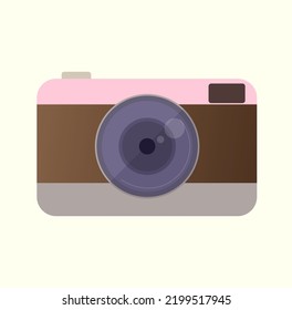 Photo camera illustration. gray brown and pink shades