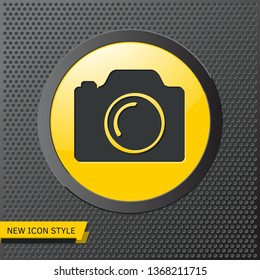 photo camera illustration. Taking picture flat vector icon