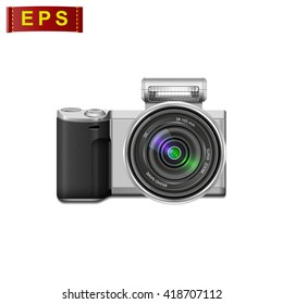 photo camera isolated, photo camera icon, vector digital camera